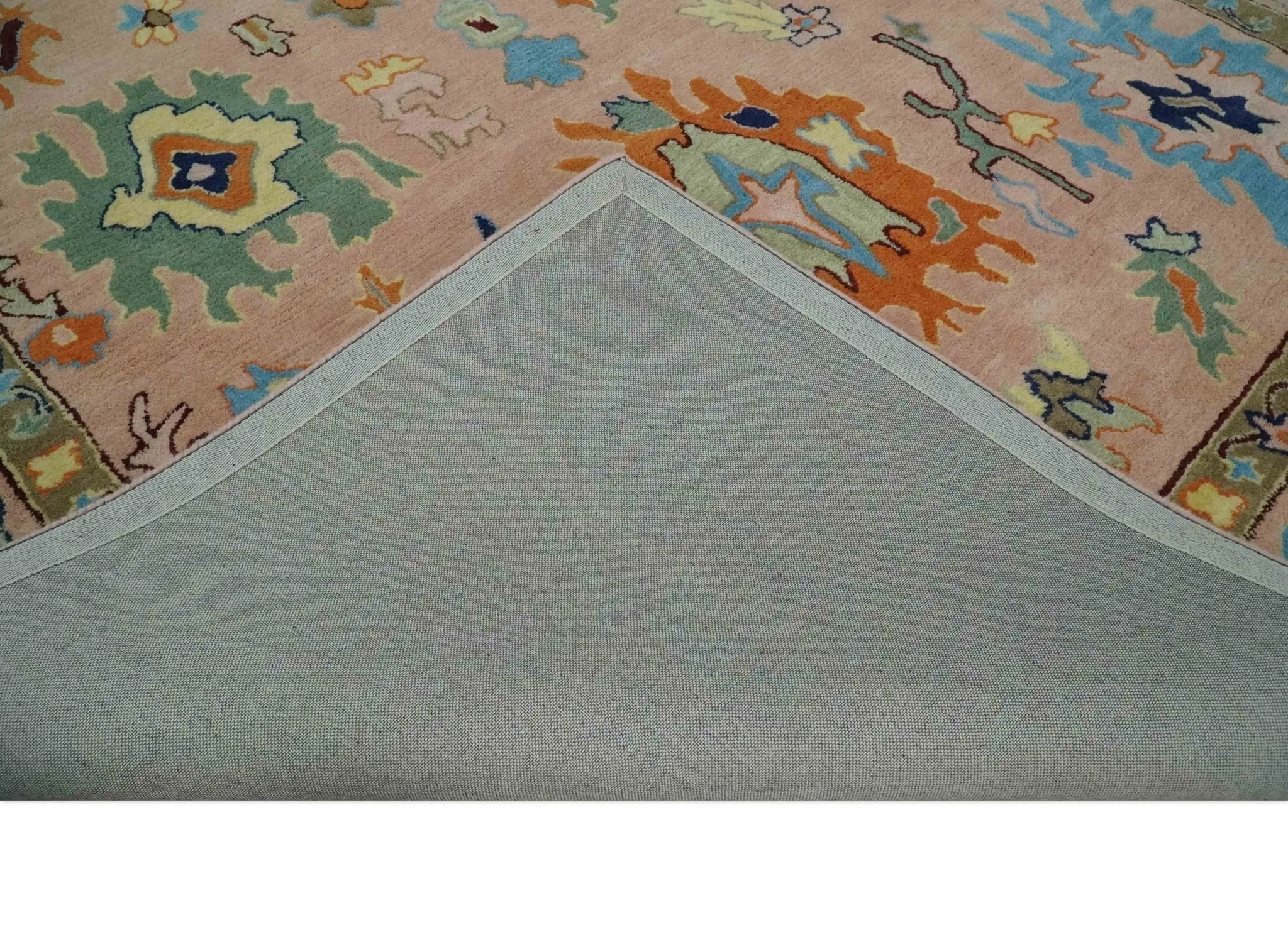 Hand Tufted Pink Peach and Gold Modern Colorful Oushak Rug, Kids, Living Room and Bedroom Rug | TRD6461 - The Rug Decor