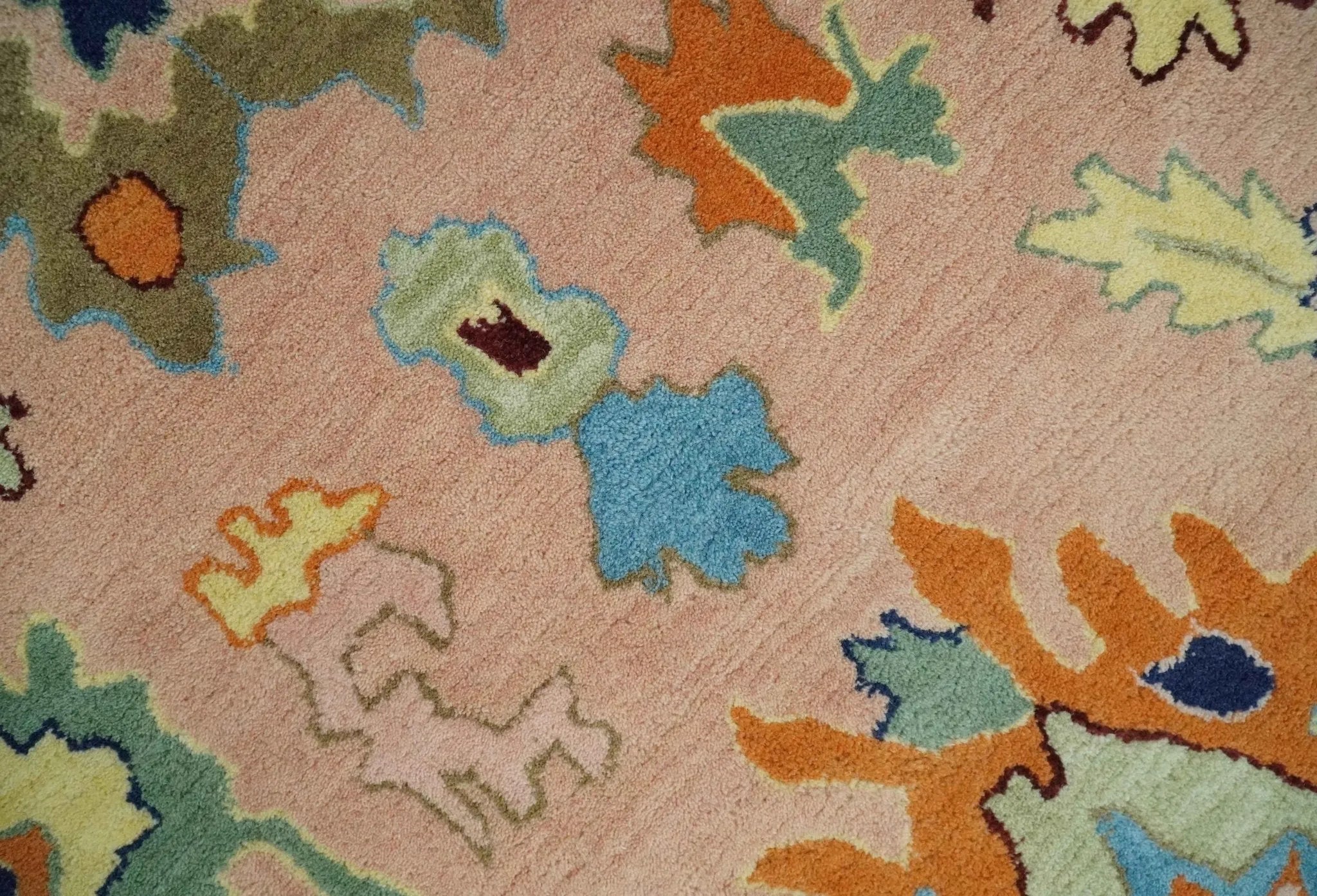 Hand Tufted Pink Peach and Gold Modern Colorful Oushak Rug, Kids, Living Room and Bedroom Rug | TRD6461 - The Rug Decor