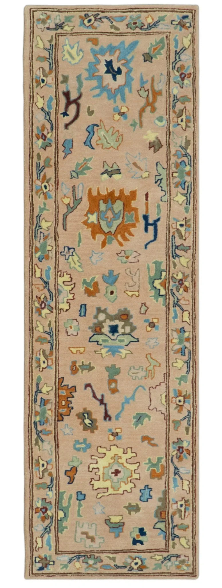 Hand Tufted Pink Peach and Gold Modern Colorful Oushak Rug, Kids, Living Room and Bedroom Rug | TRD6461 - The Rug Decor