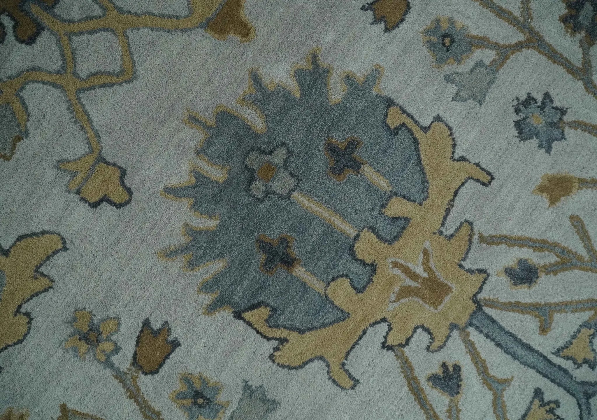 Hand Tufted Silver and Blue Donegal Oushak Rug, 8x10, 9x12 Multi Size Living Room and Bedroom Rug | TRD6499 - The Rug Decor