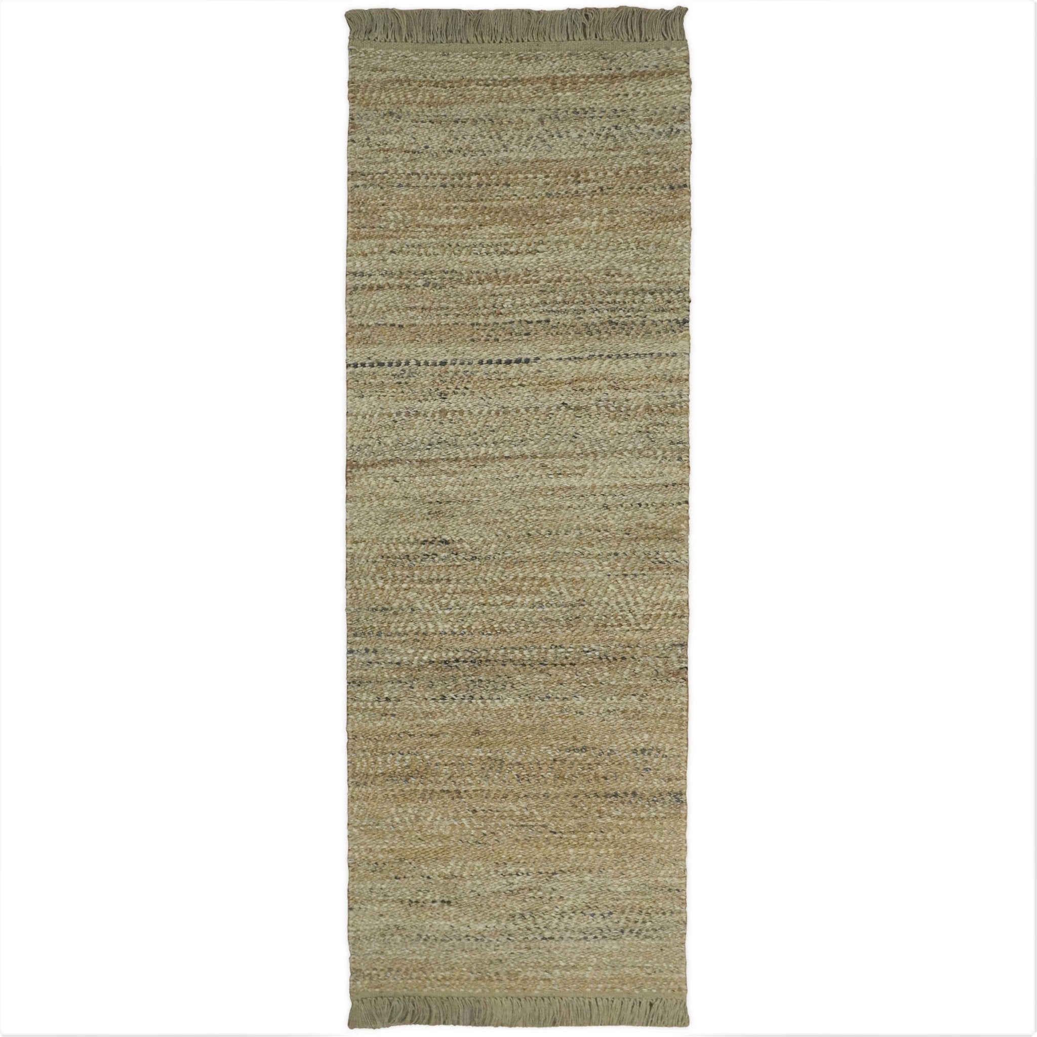 Hand Woven Jute and Wool Rug in Natural Fiber Brown and Ivory