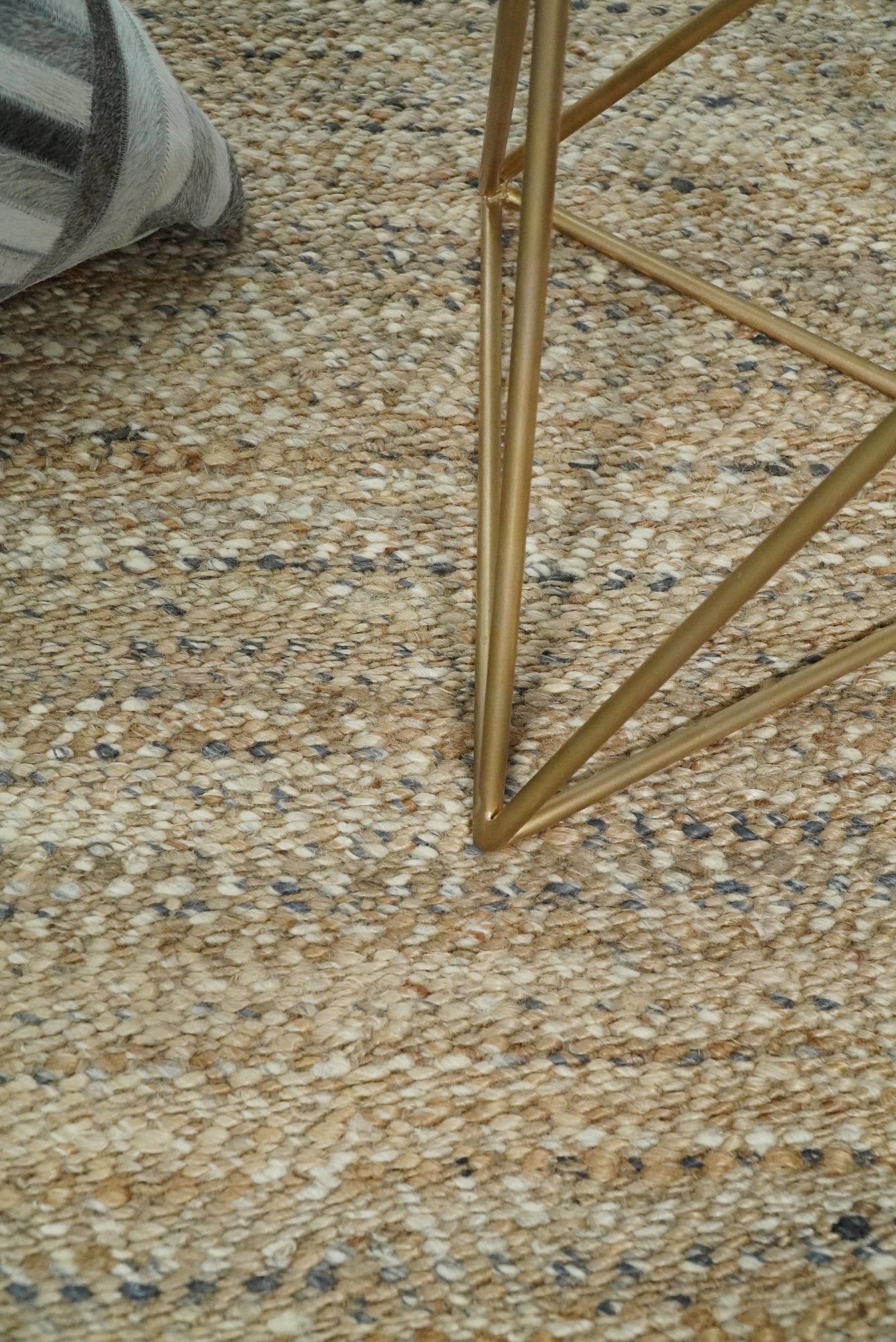 Hand Woven Jute and Wool Rug in Natural Fiber Brown and Ivory