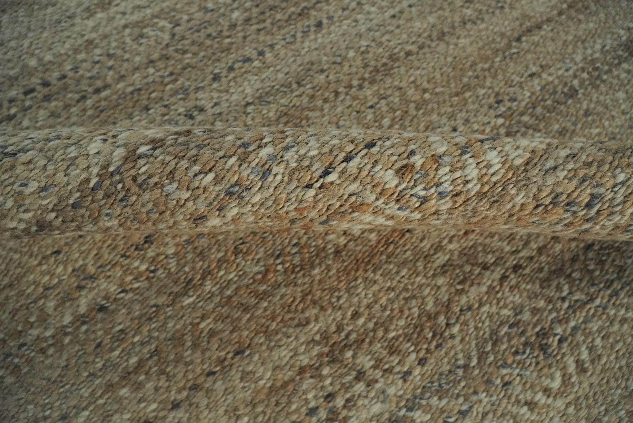 Hand Woven Jute and Wool Rug in Natural Fiber Brown and Ivory