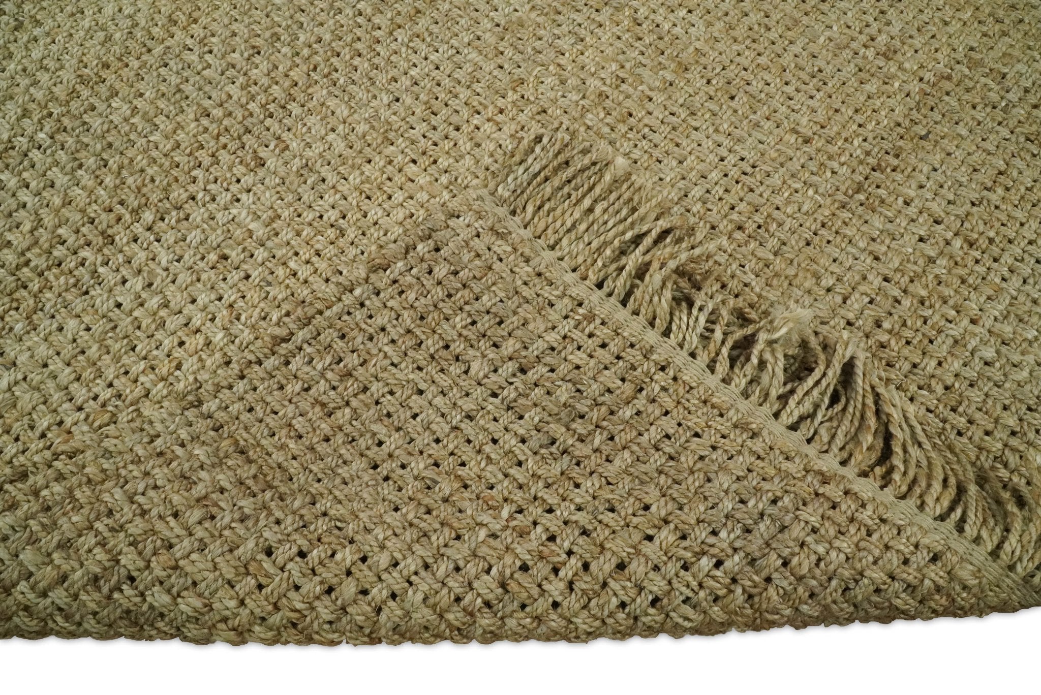 Hand Woven Natural Fiber Brown Natural Jute Rug