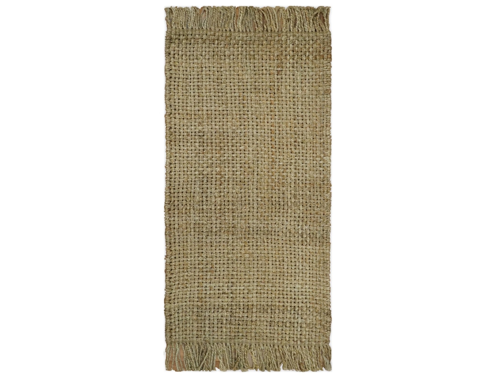 Hand Woven Natural Fiber Brown Natural Jute Rug