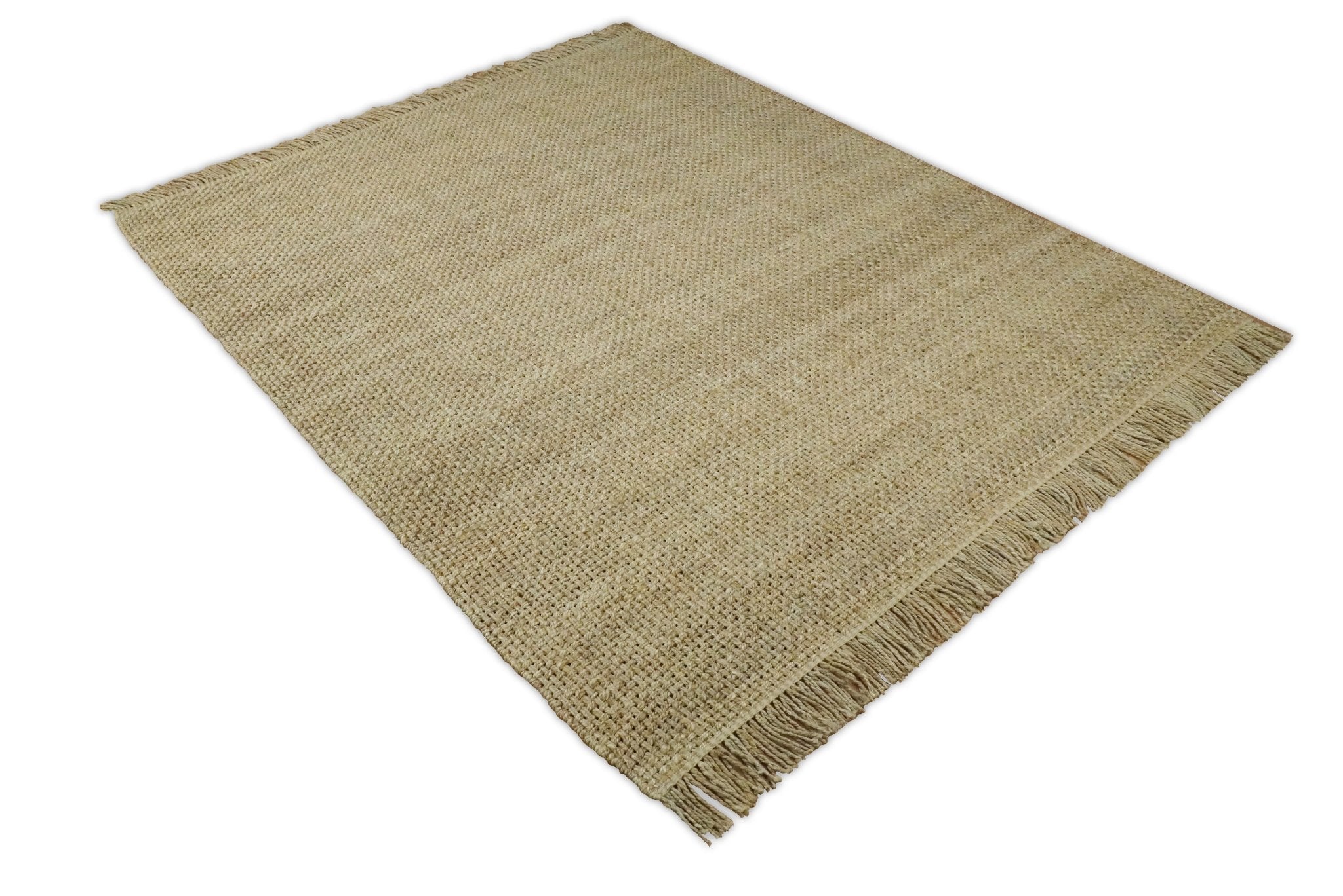 Hand Woven Jute Rug in Natural Fiber Brown