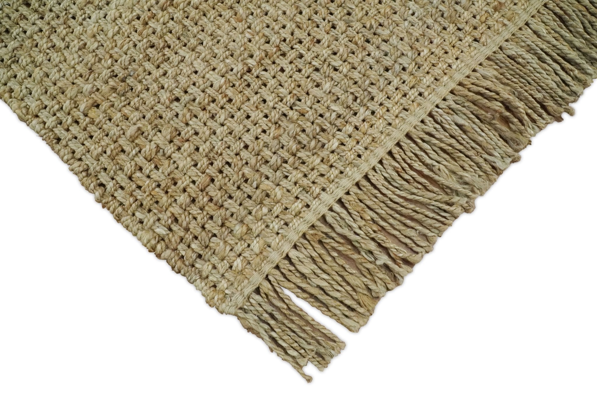 Hand Woven Natural Fiber Brown Natural Jute Rug