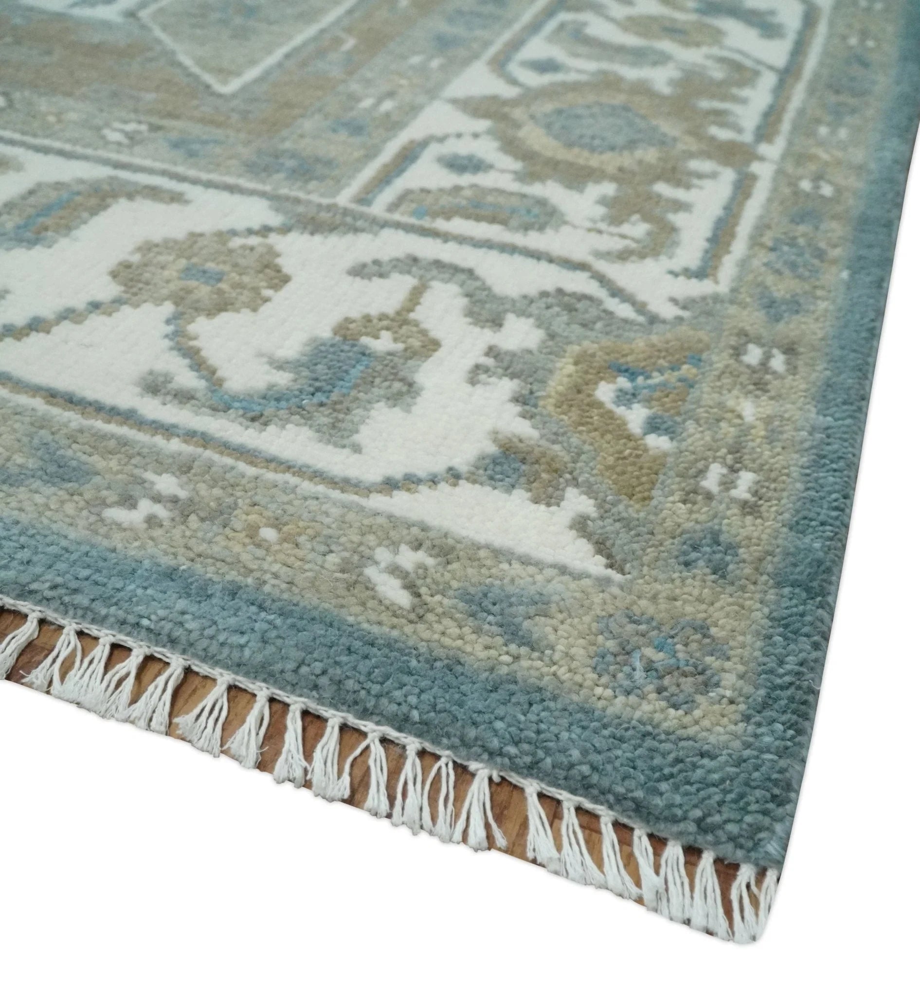 Handmade 5x8, 6x9, 8x10, 9x12, 10x14 and 12x15 Antique Traditional Persian Blue and Ivory Area Rug | TRDCP104 - The Rug Decor