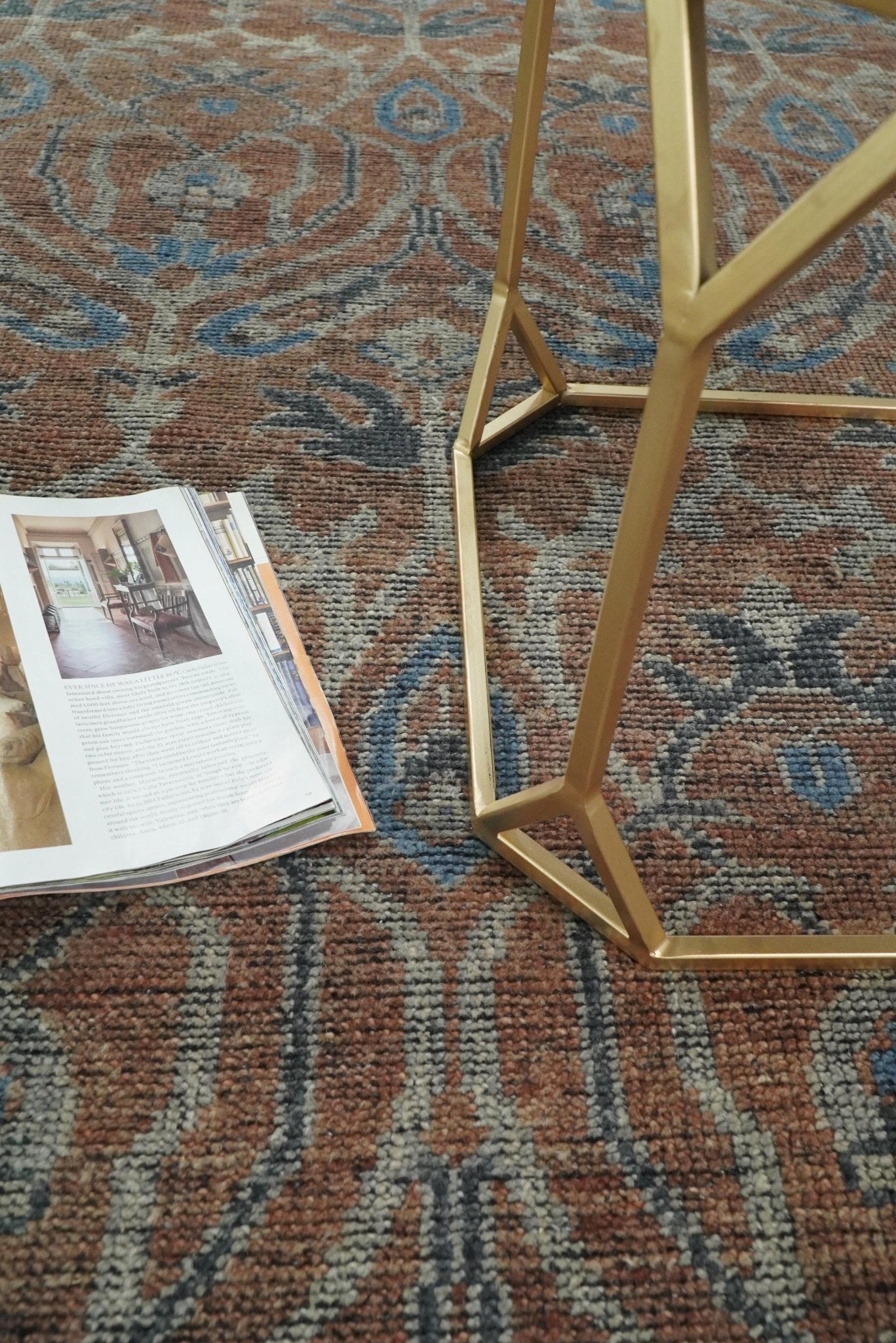 Handmade 8x10 Rust and Blue Traditional Antique Area Rug | TRD2271 - The Rug Decor