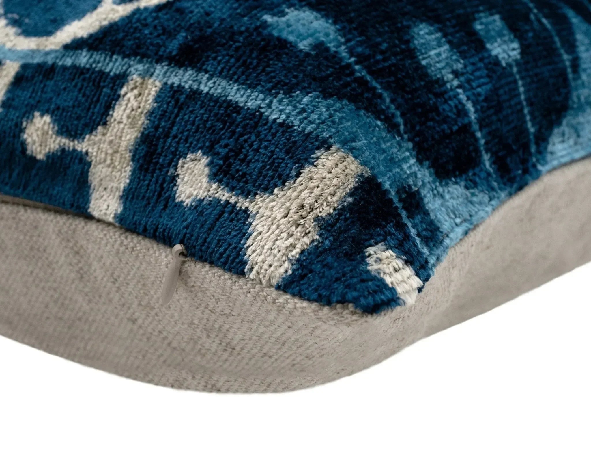 Handmade Blue Medallion Design Throw Pillow - 16x24 inch, Vegetable Dyed with Premium Down Feather Insert - The Mayfair Hall