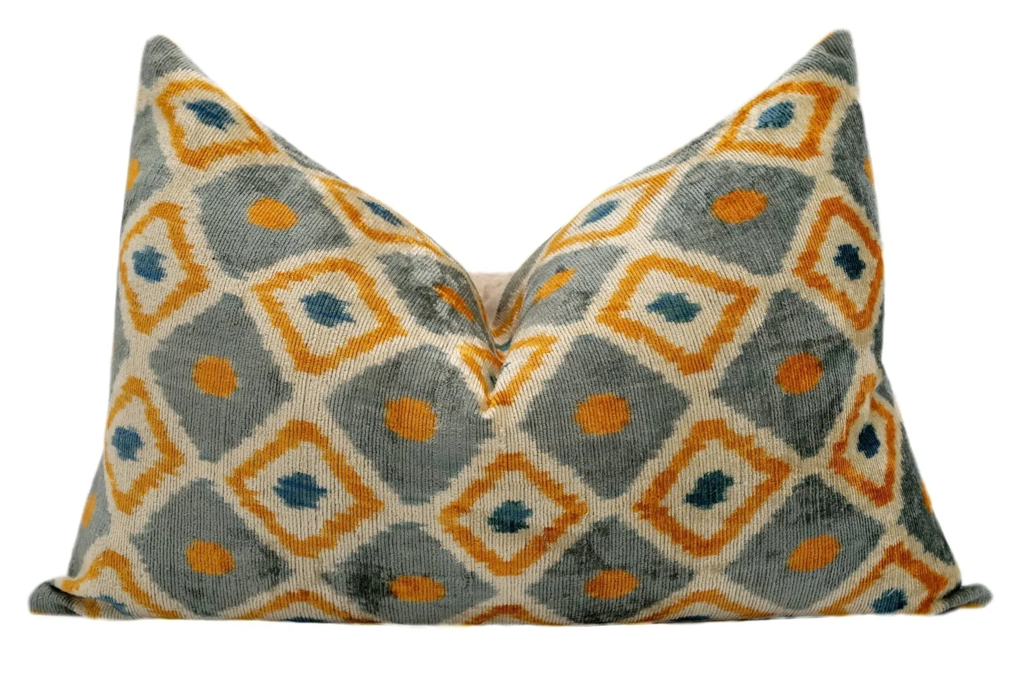 Handmade Throw Pillow Cover & Feather Insert | Orange Gray Pillow | Soft Throw Pillow| Luxury Decorative for Couch | 16 x 24 in - The Mayfair Hall