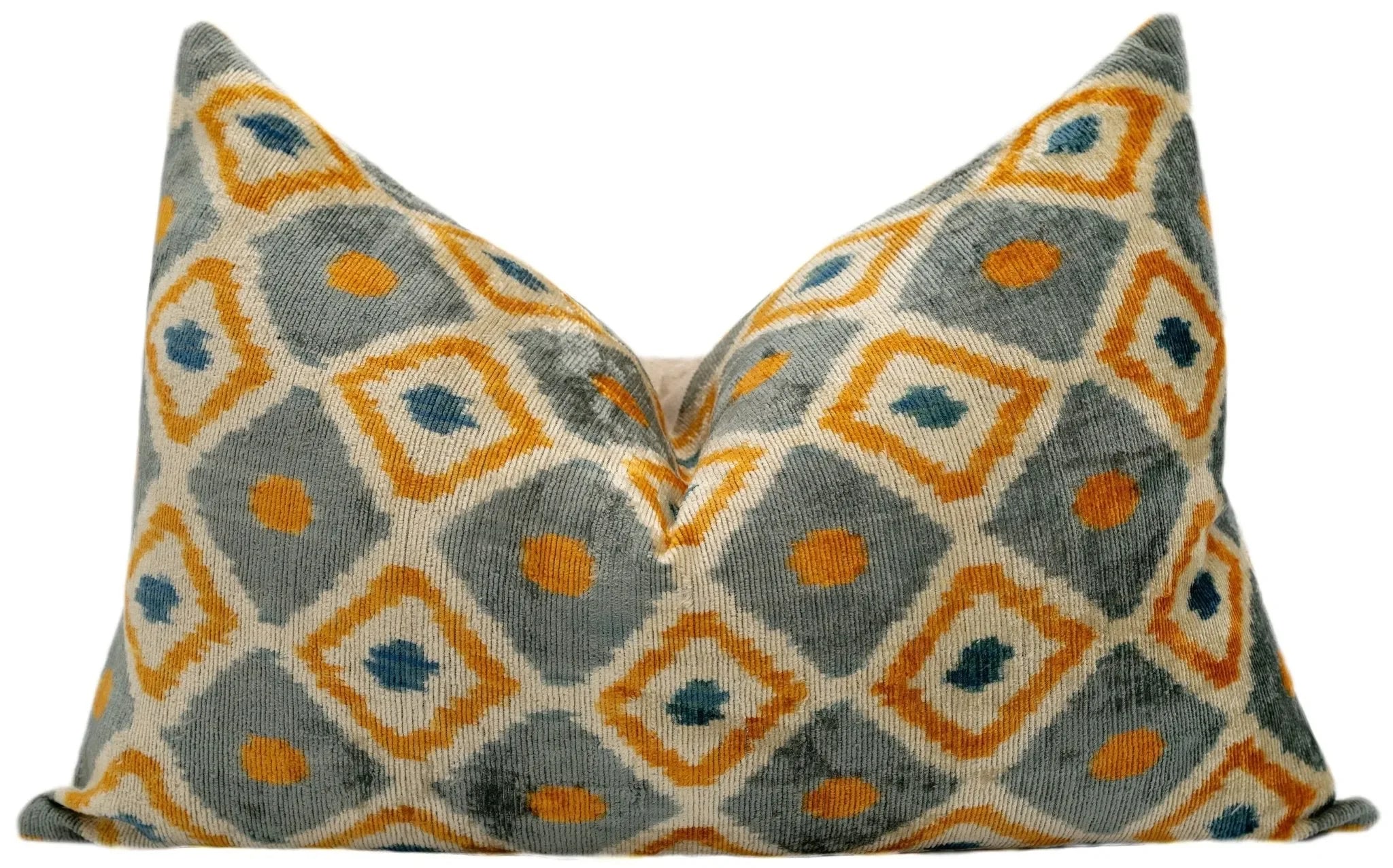 Handmade Throw Pillow Cover & Feather Insert | Orange Gray Pillow | Soft Throw Pillow| Luxury Decorative for Couch | 16 x 24 in - The Mayfair Hall