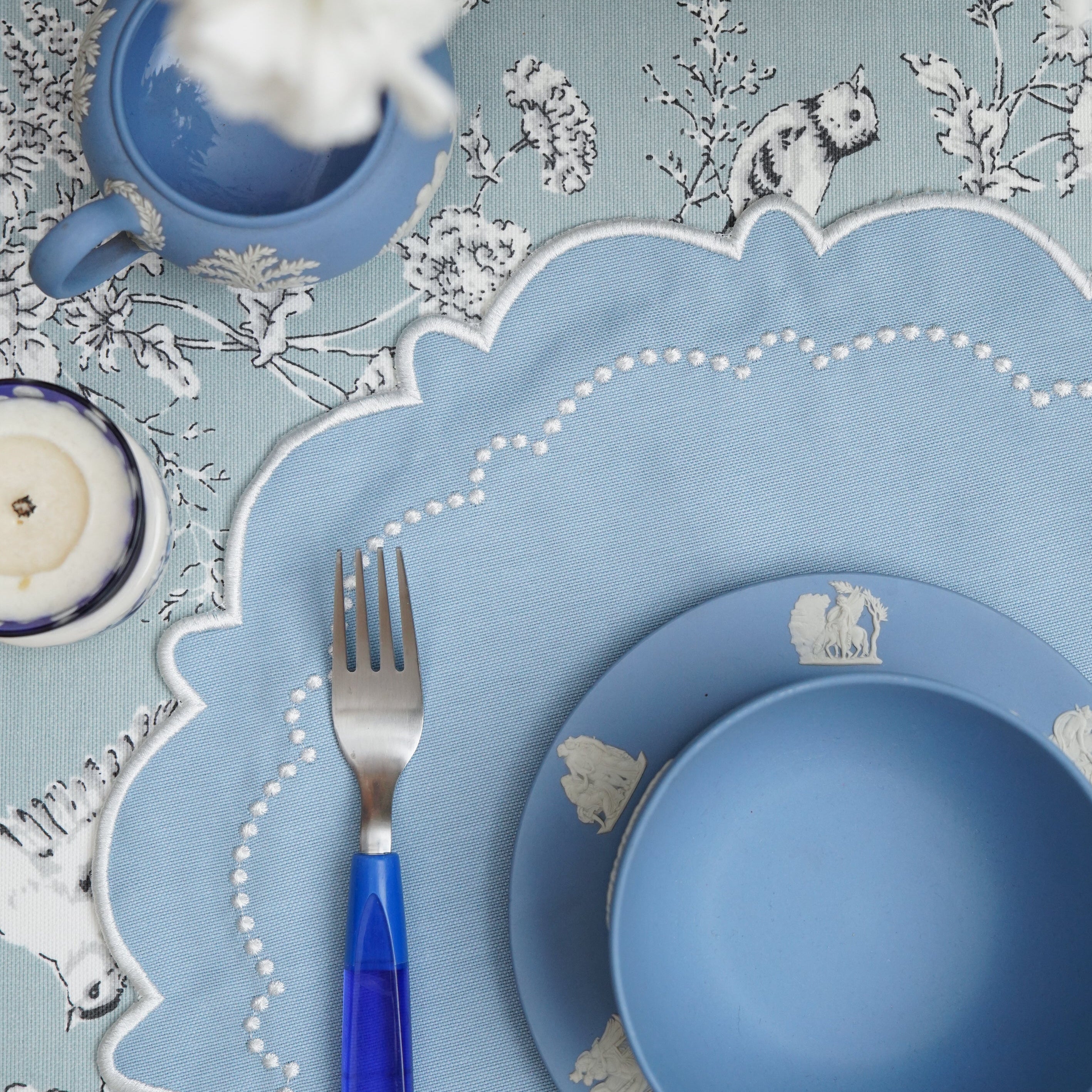 HARMONY BLUE ROUND FABRIC PLACEMAT (Set Of 4)