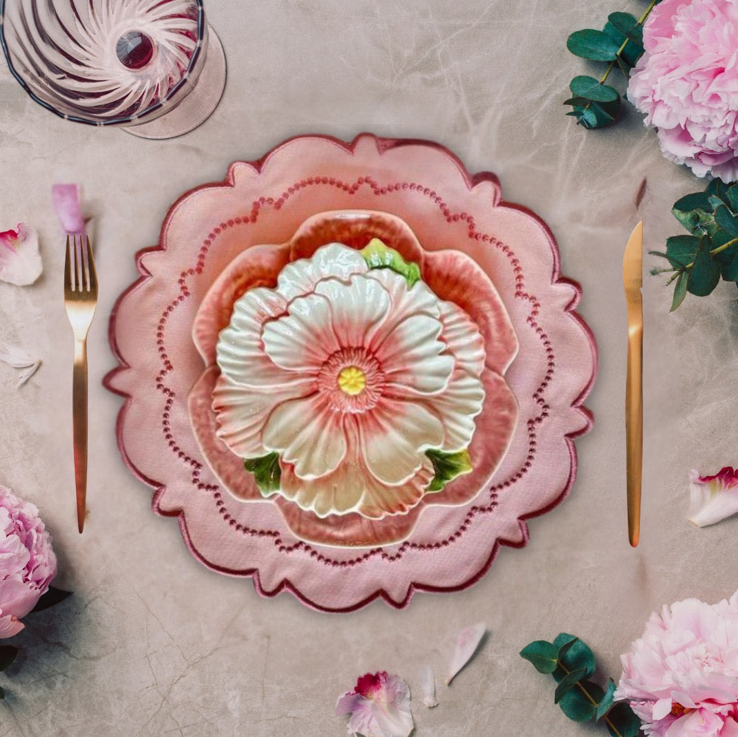 HARMONY PINK ROUND FABRIC PLACEMAT