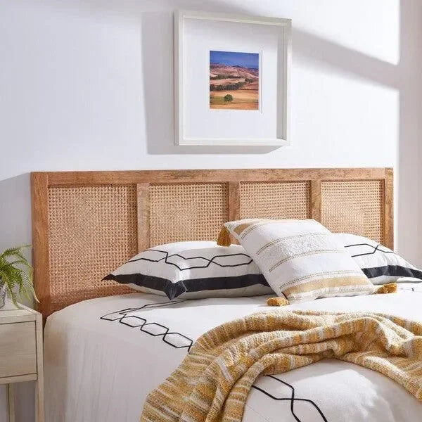 Vienna Mango Wood Rattan Headboard in Natural - The Mayfair Hall