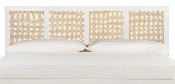 Vienna Mango Wood Rattan Headboard in White Wash - The Mayfair Hall
