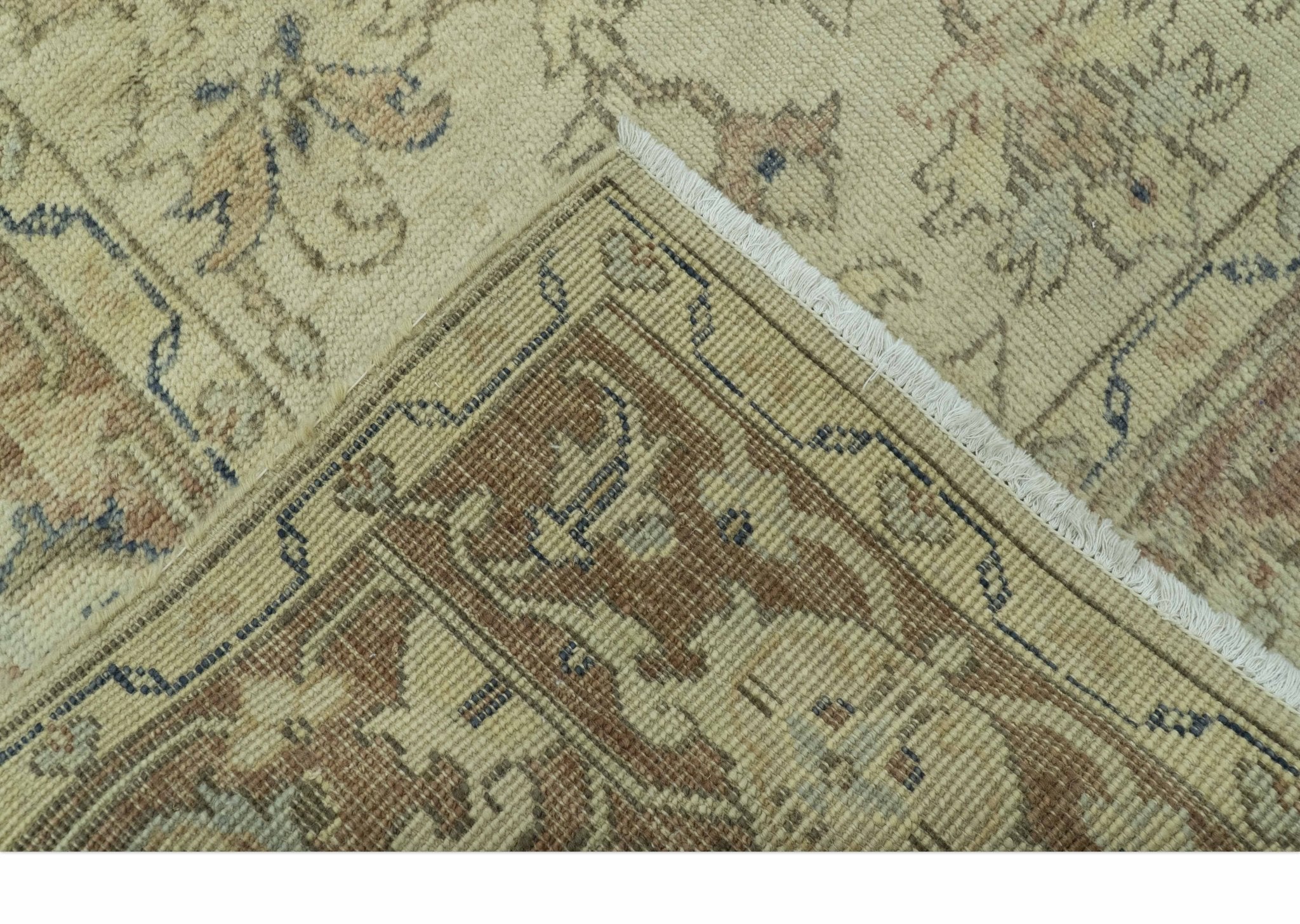 Heriz Traditional Design Beige And Blue 5.6x8 Hand Knotted Wool Area Rug