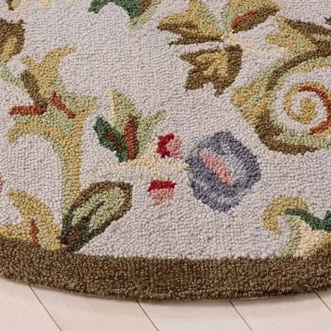 Chelsea Wool Rug in Ivory and Sage with Floral Design - The Mayfair Hall