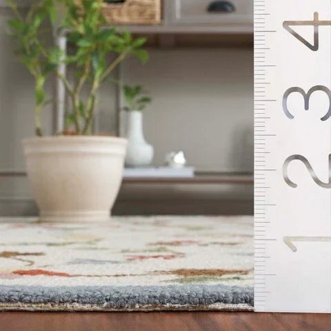 Chelsea Wool Rug in Ivory and Green with Floral Design - The Mayfair Hall