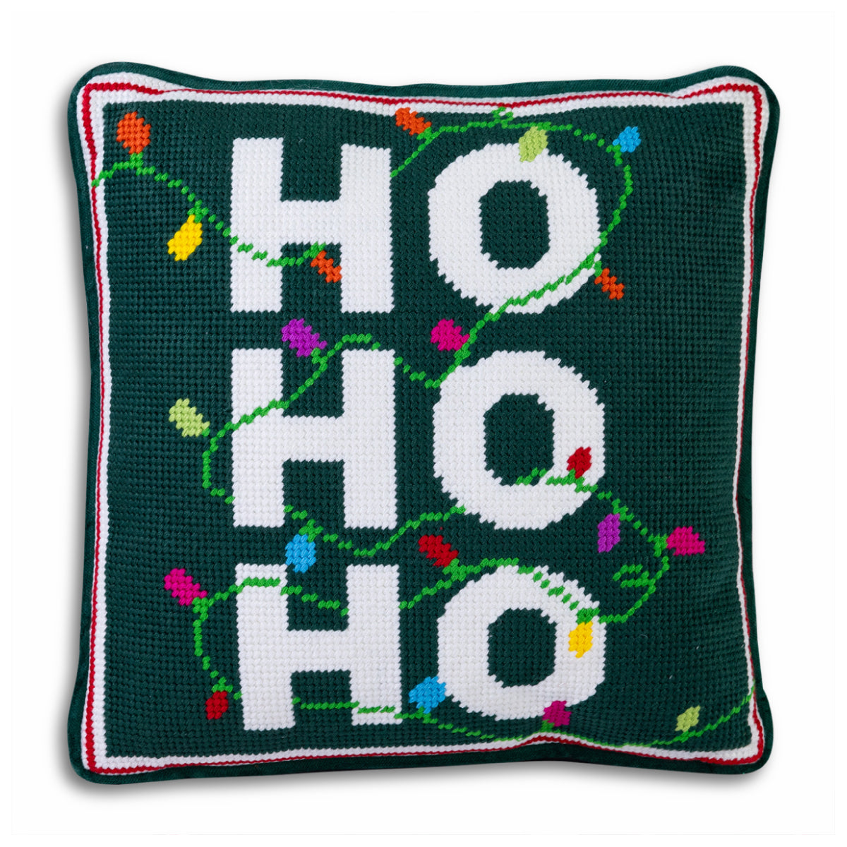 Ho Ho Ho Needlepoint Throw Pillow