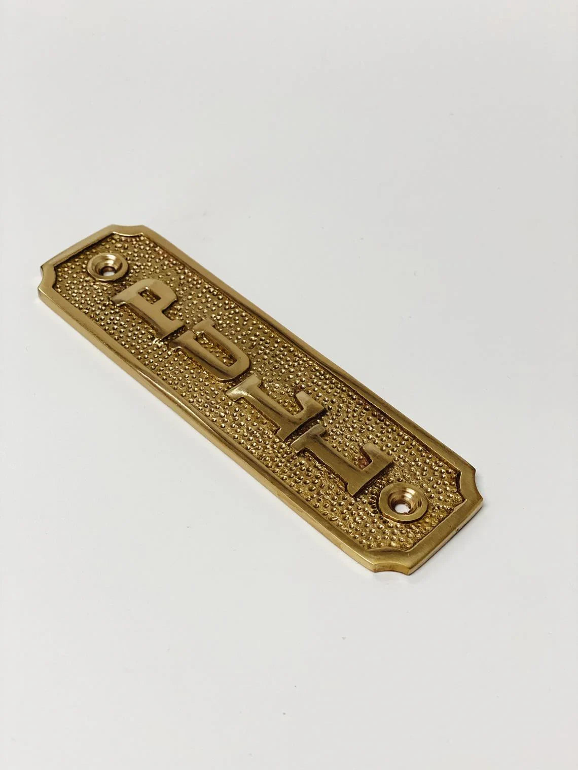 Brass Door Sign "Pull" 5-1/2 in. Vintage Door Plaque