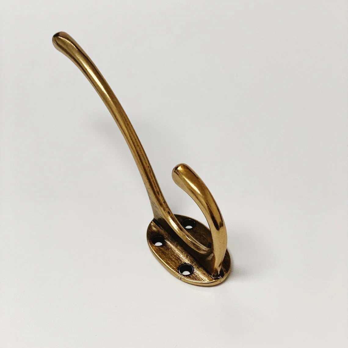 Large Antique Brass "Capri" Modern Wall Hat and Coat Hook