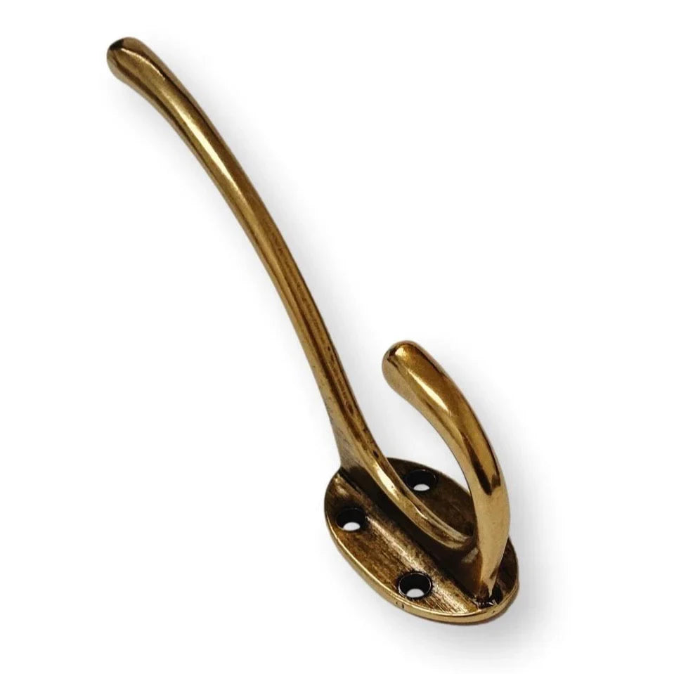 Large Antique Brass "Capri" Modern Wall Hat and Coat Hook