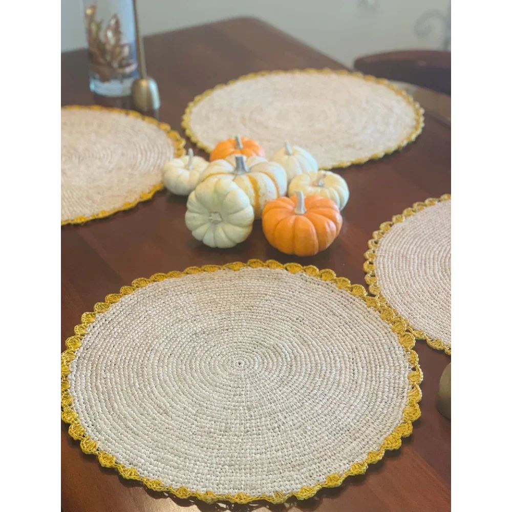 Marigold Raffia Placemats, Boho Round Natural Hand Woven Placemats, Table Mats for Dining Table - The Mayfair Hall
