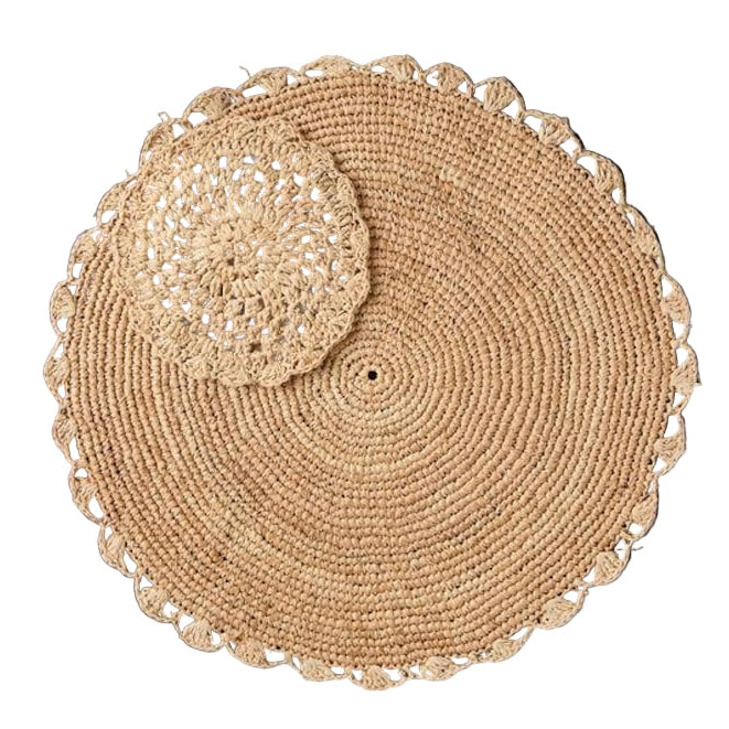 Handmade Raffia Woven Placemat – Round Table Mats for Kitchen Dining Table Top Rug Mats & Dinner Table Mates