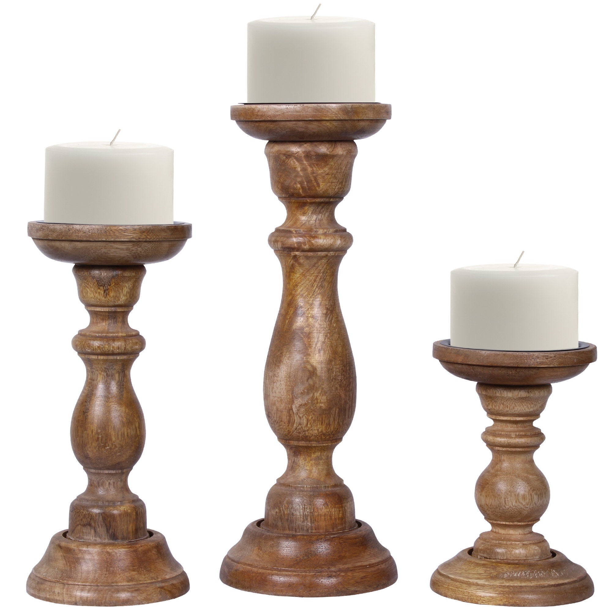 Tuli Pillar Candleholder Set - Medium Brown