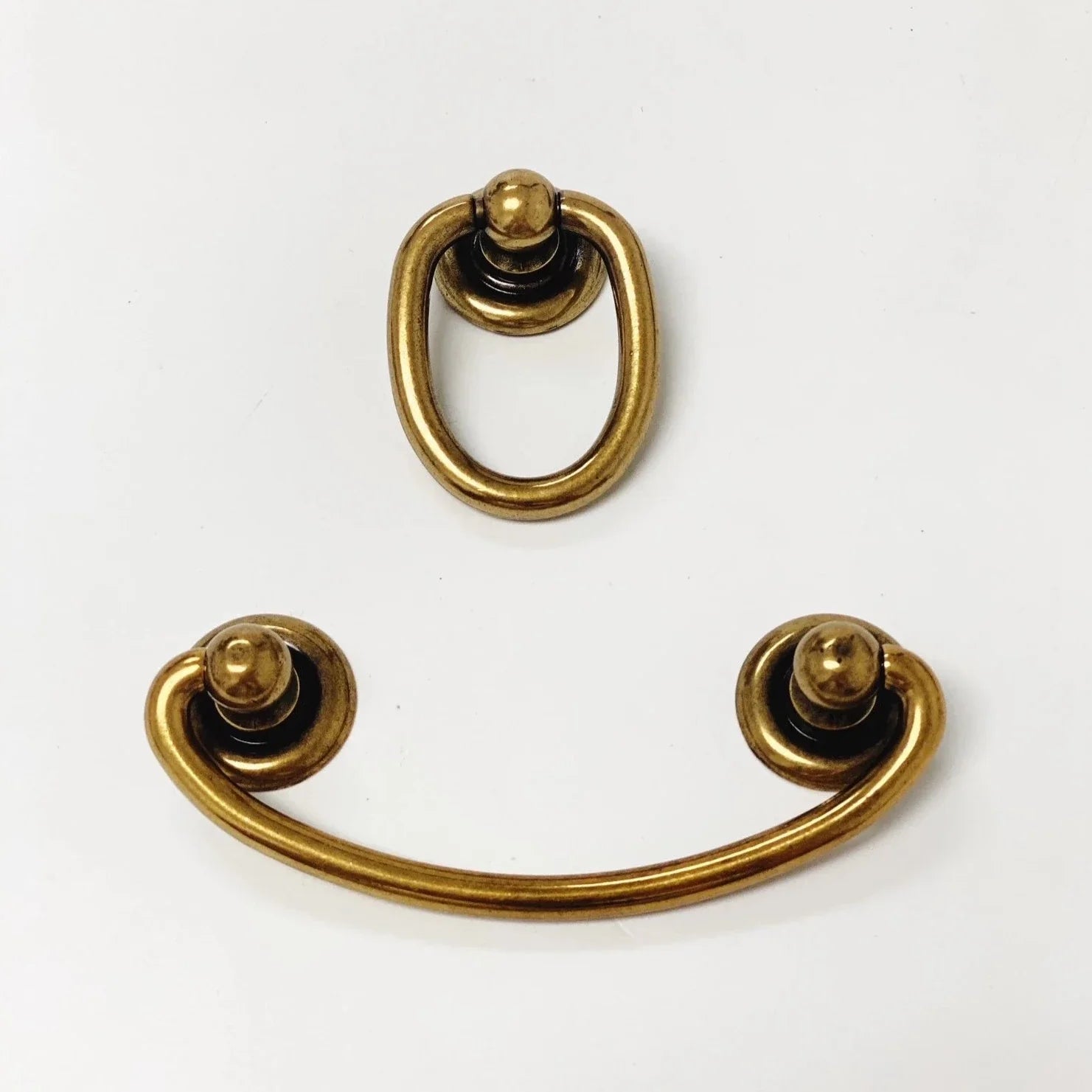 Ring Pulls "Oval" Bail Antique Brass Drawer Pulls