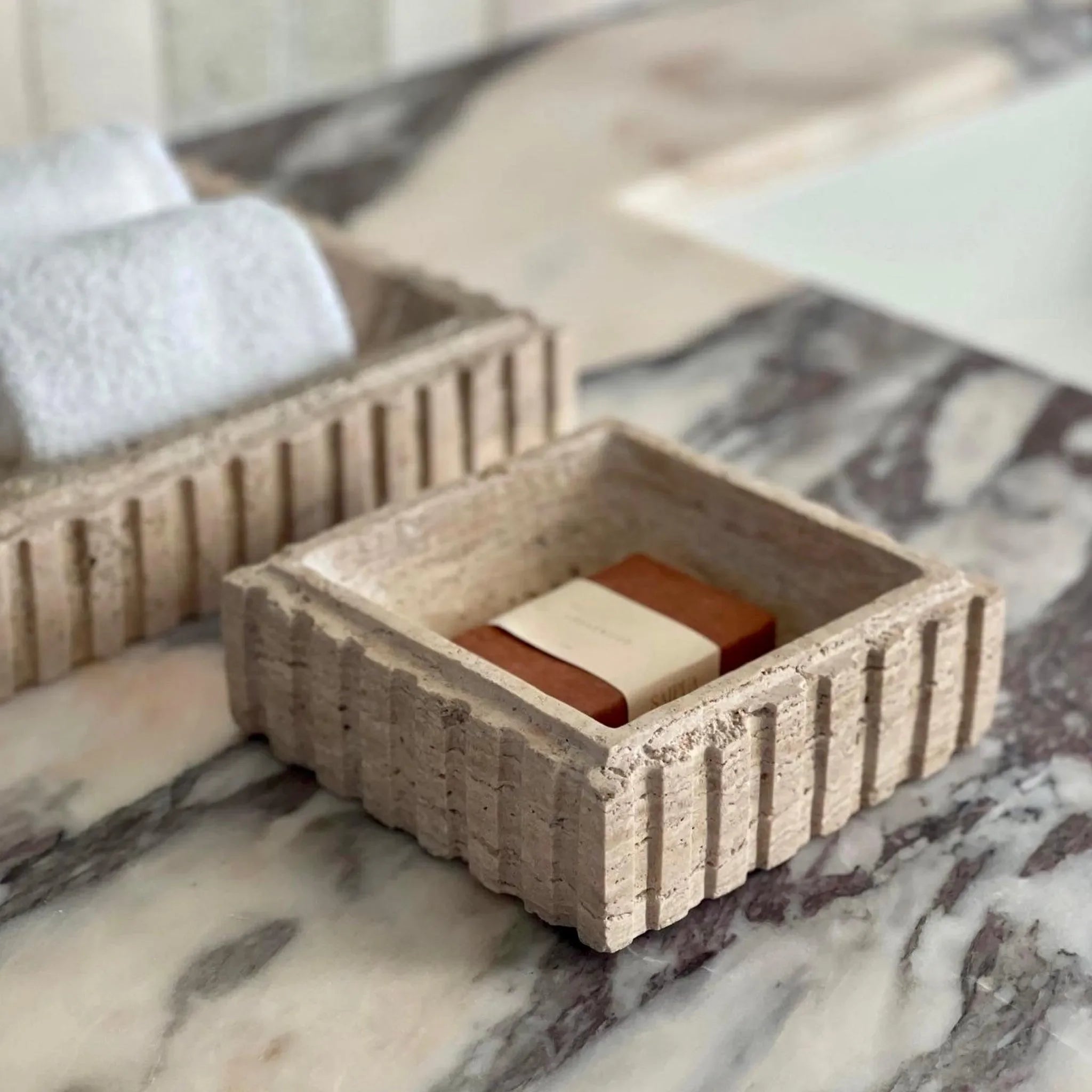 Athens Catch Tray in Travertine - The Mayfair Hall
