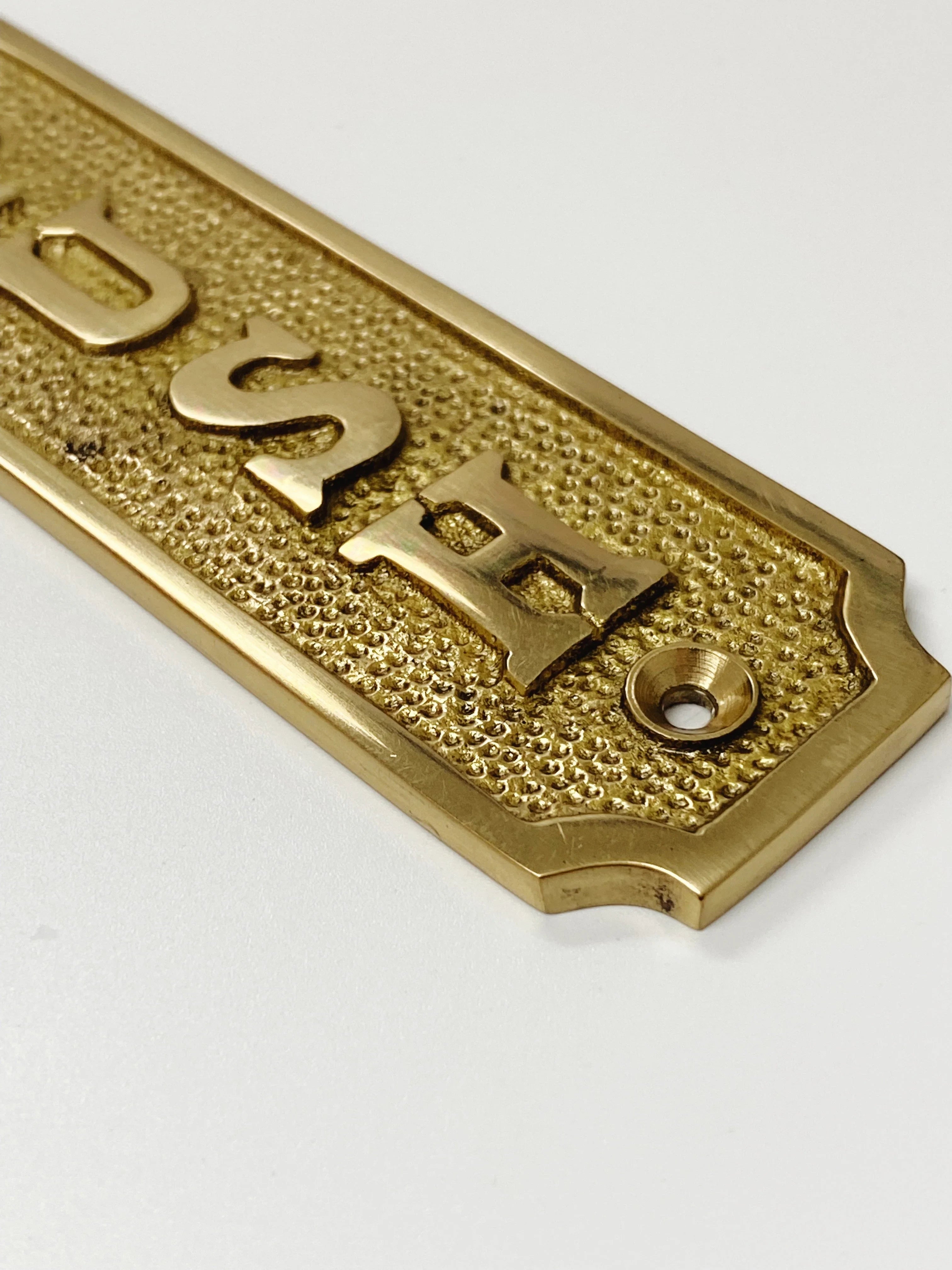 Brass Door Sign "Push" 5-1/2 in. Vintage Door Plaque