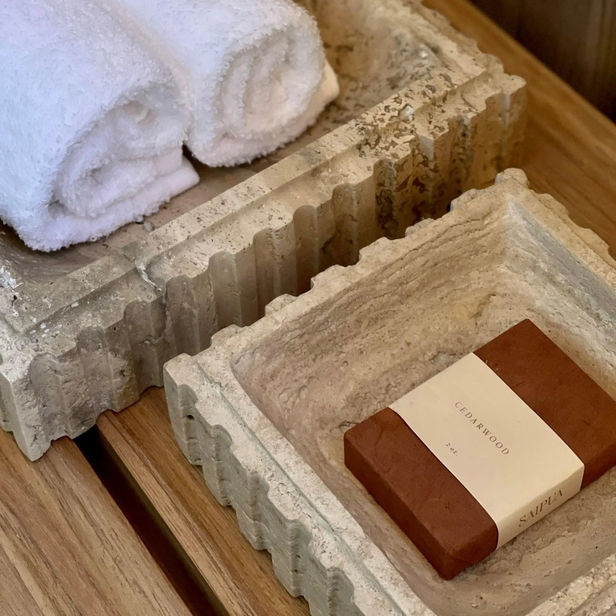 Athens Catch Tray in Travertine - The Mayfair Hall