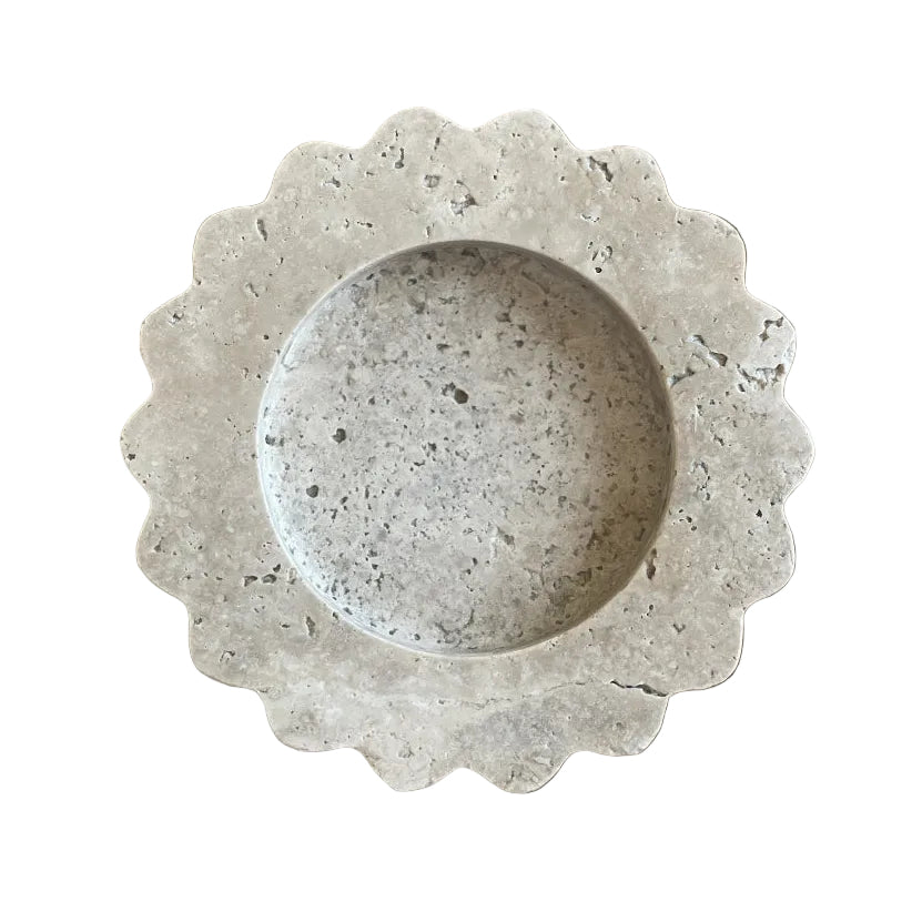 Mini Sun Marble & Travertine Catchall by Anastasio Home