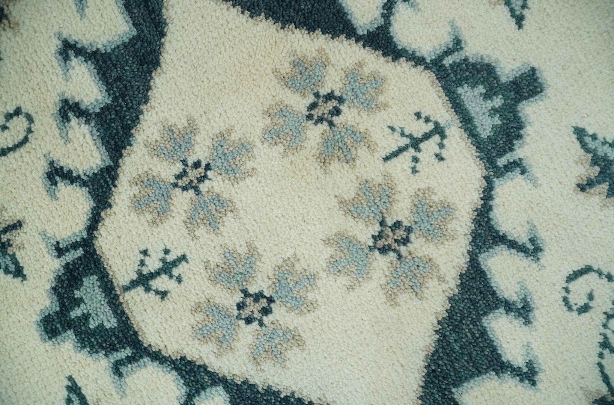 Ivory and Light Blue Traditional Oriental Hand Knotted Custom Made wool area Rug - The Rug Decor