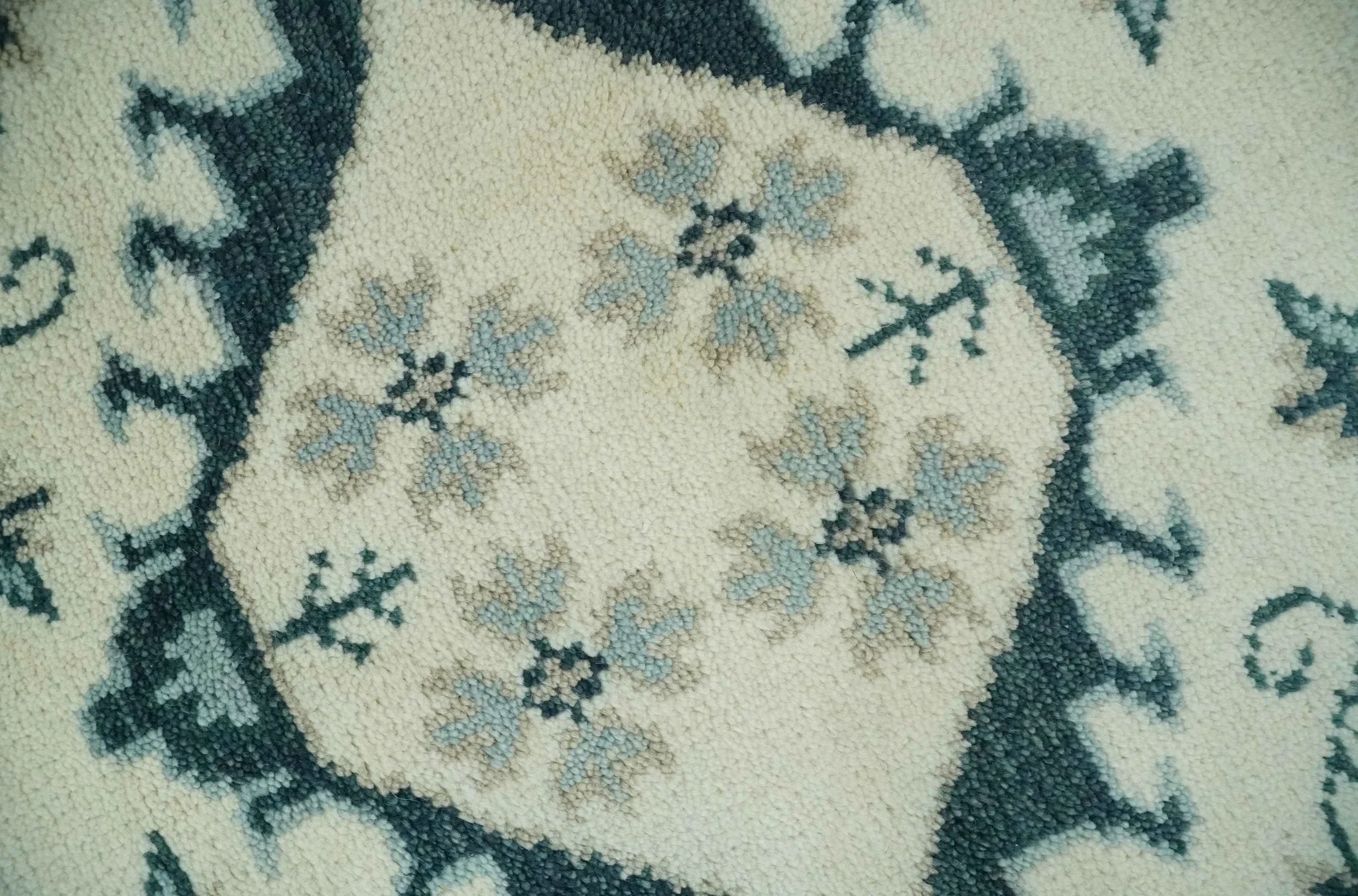 Ivory and Light Blue Traditional Oriental Hand Knotted Custom Made wool area Rug - The Rug Decor