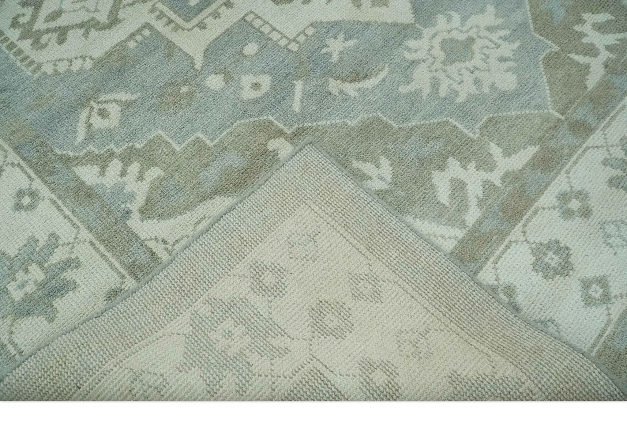 Ivory, Silver and Olive Traditional Heriz Medallion Hand Knotted Multi Size wool Area Rug - The Mayfair Hall