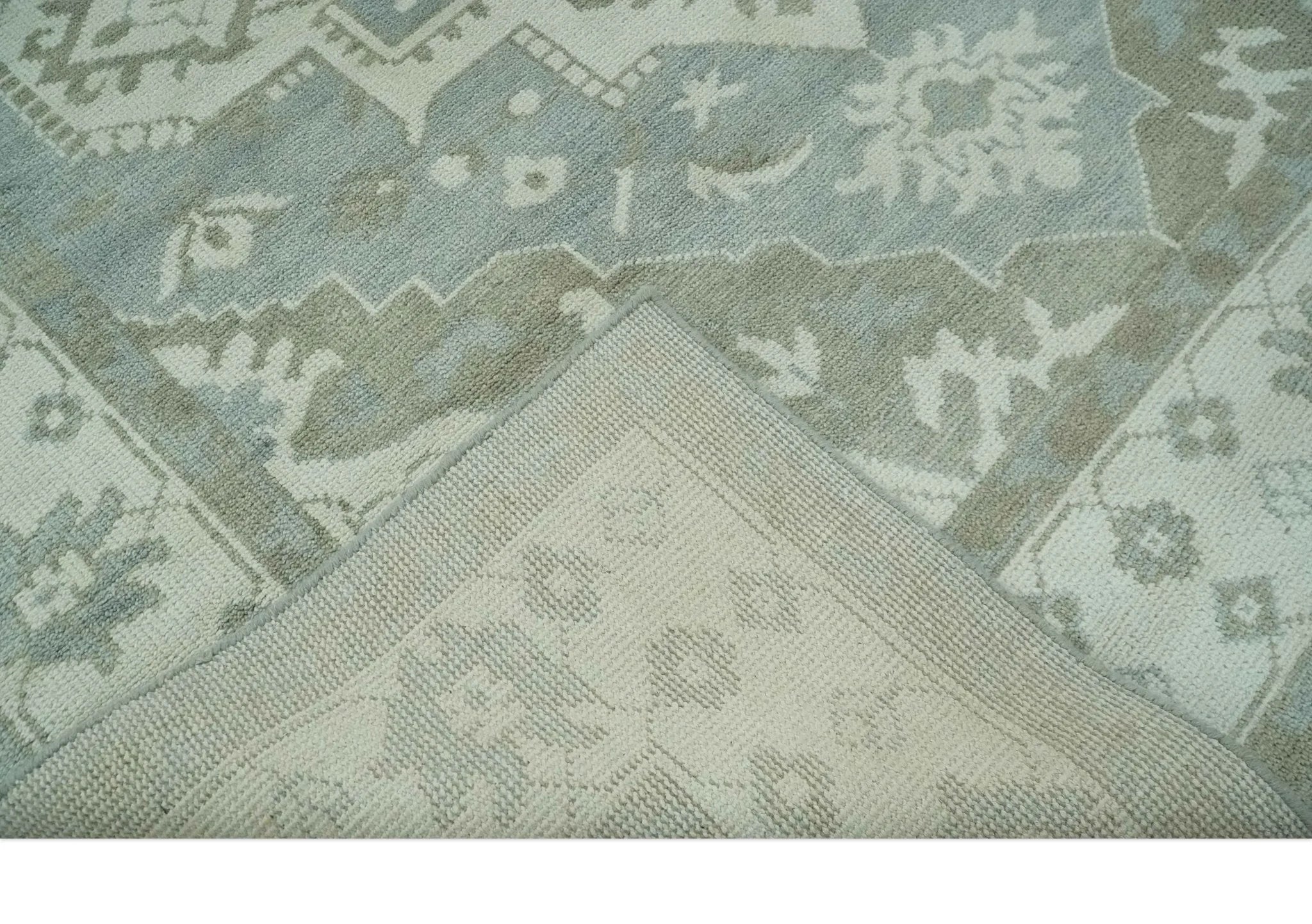 Ivory, Silver and Olive Traditional Heriz Medallion Hand Knotted Multi Size wool Area Rug - The Rug Decor