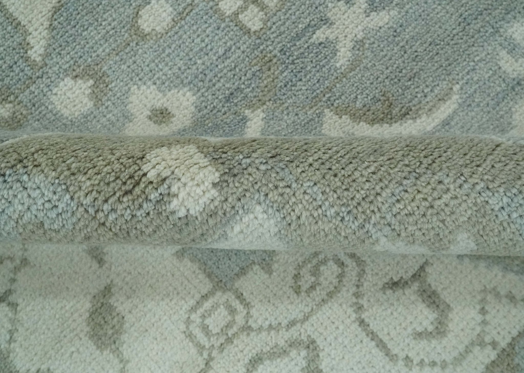 Ivory, Silver and Olive Traditional Heriz Medallion Hand Knotted Multi Size wool Area Rug - The Rug Decor