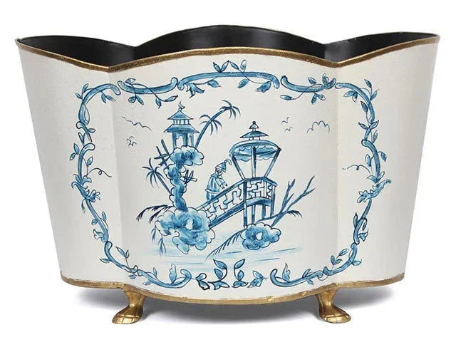 Ivory & Blue Quatrefoil Planter - The Mayfair Hall