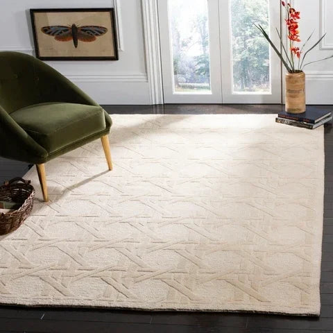 Jamie Drake Wool Pile Rug in Ivory - The Mayfair Hall