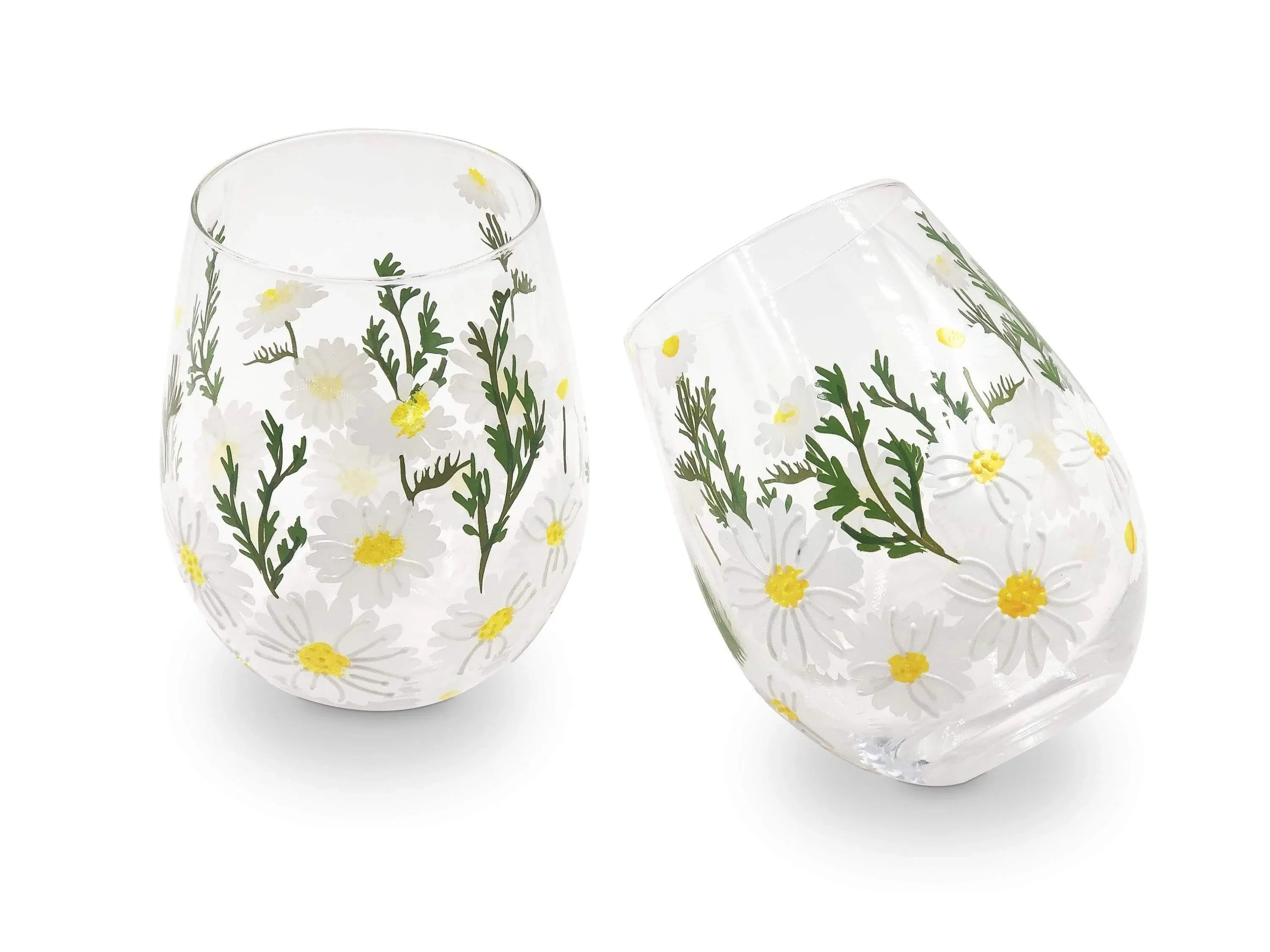Daisy Painted Stemless Glasses - The Mayfair Hall