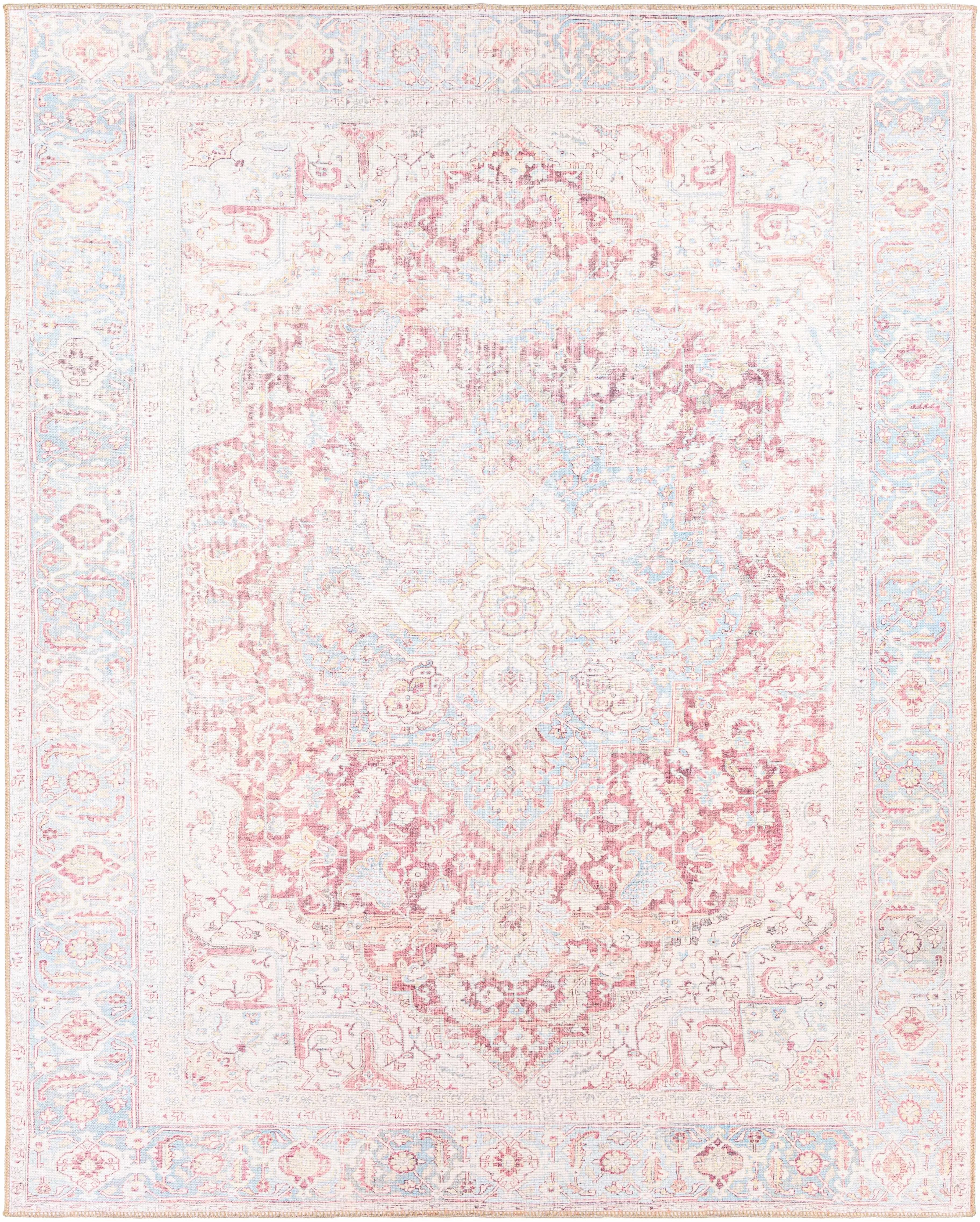 Cream Rust Leeston Vintage Washable Area Rug - Clearance - The Mayfair Hall