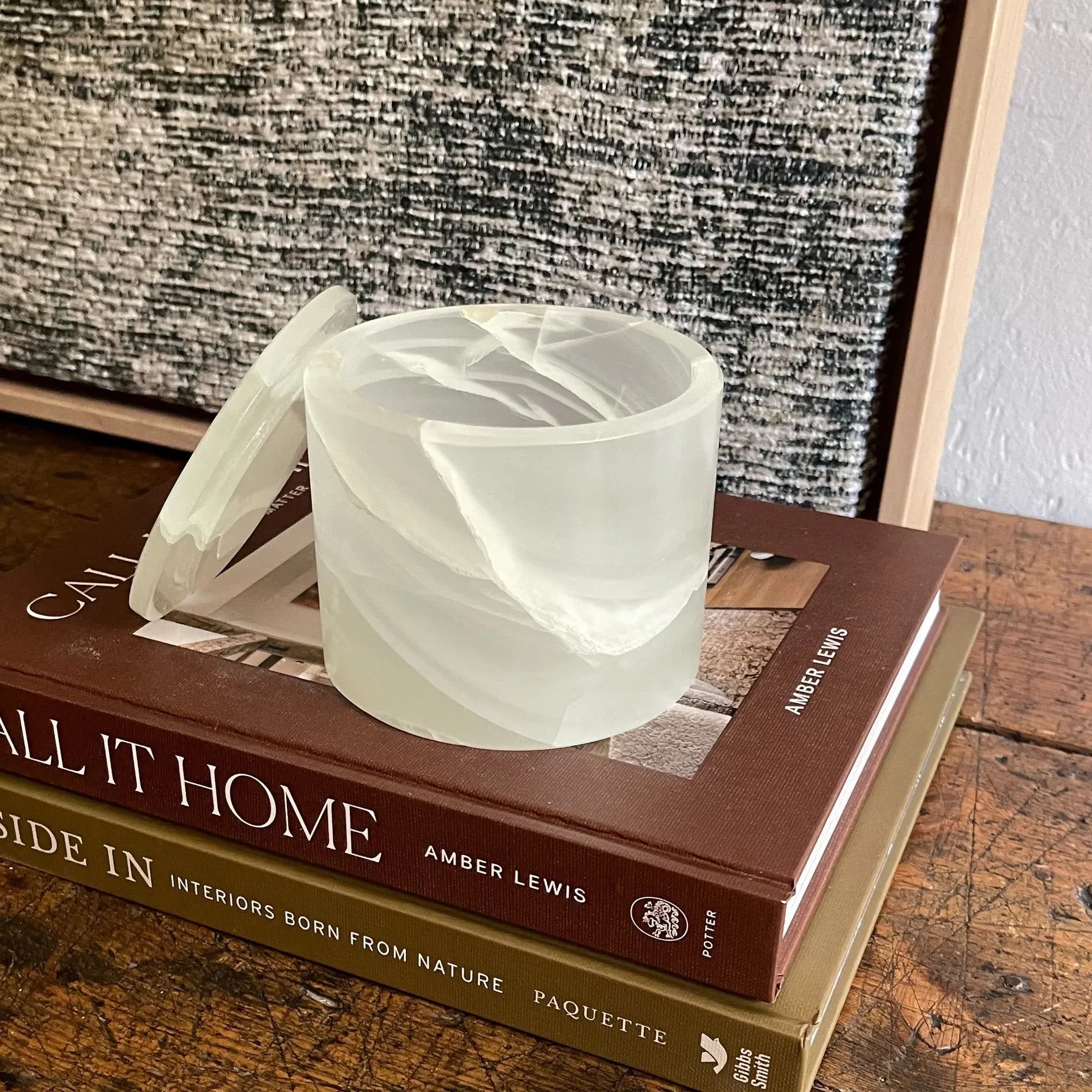 Lidded White Onyx Box - The Mayfair Hall