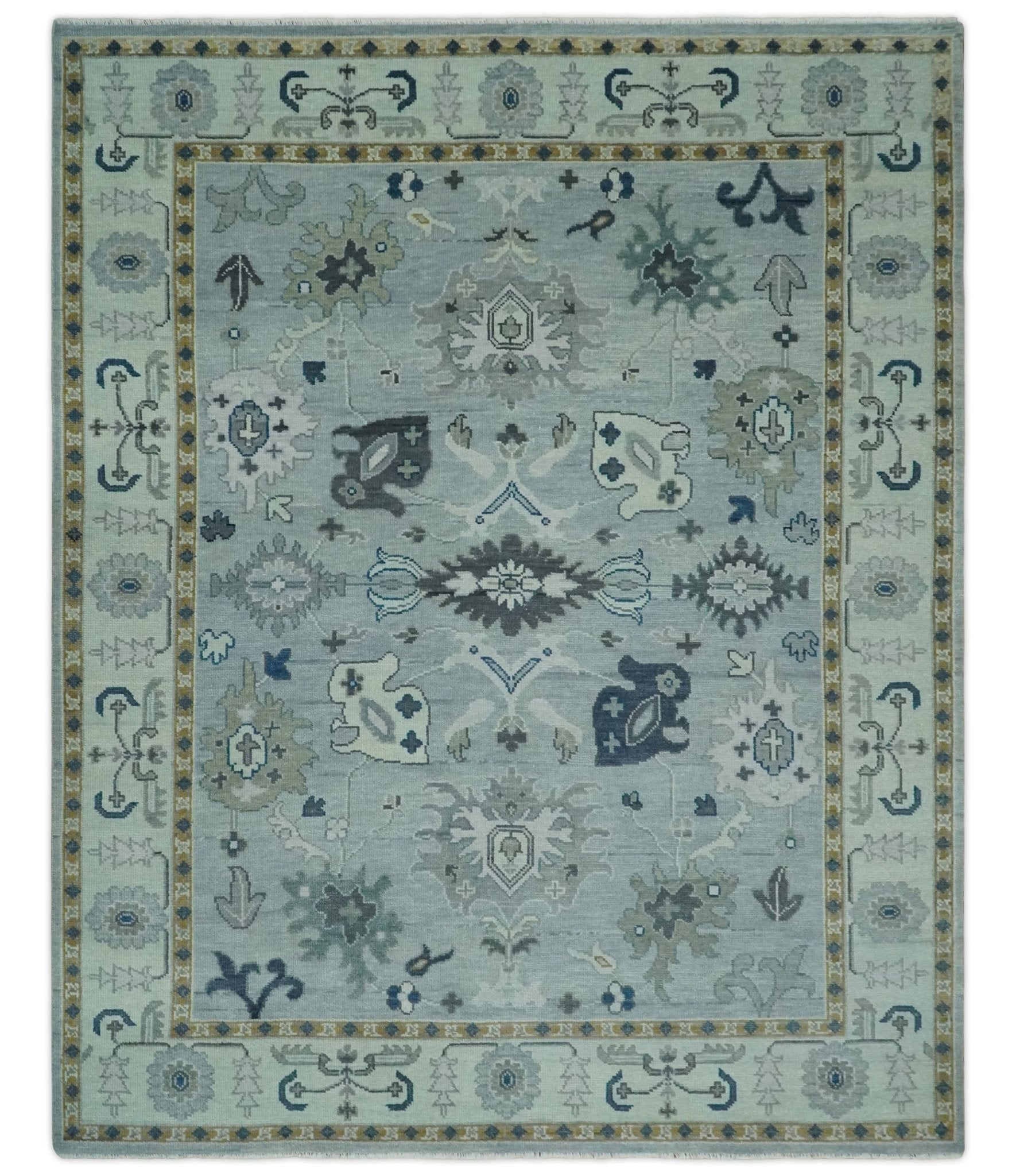 Light Blue Hand knotted Traditional Oushak Multi Size wool Area Rug