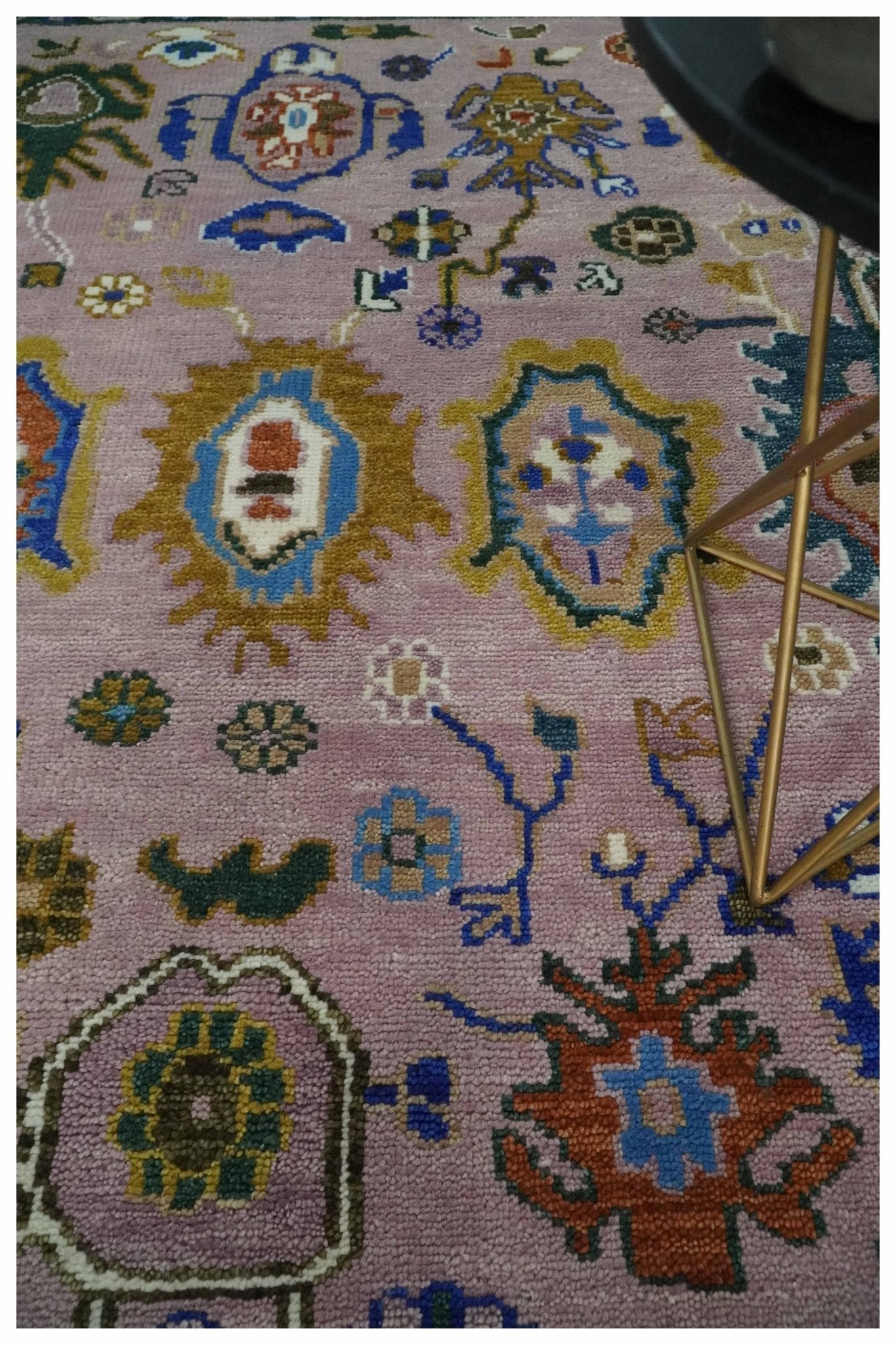 Light Purple, Ivory and Blue Hand knotted Traditional Oushak Multi Size wool Area Rug - The Rug Decor