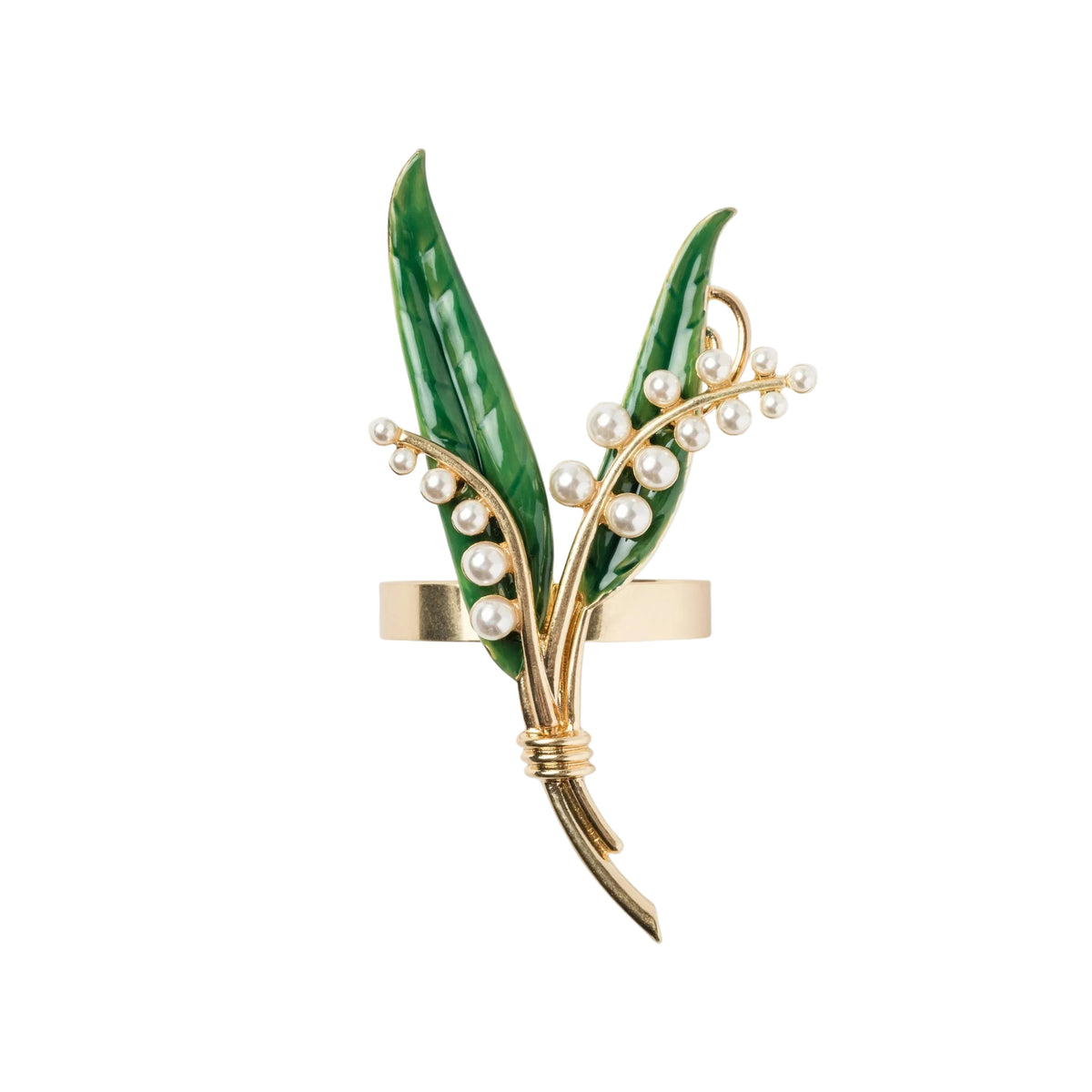 Lily of the Valley Napkin Rings in Worn Gold by Joanna Buchanan — Set of 4