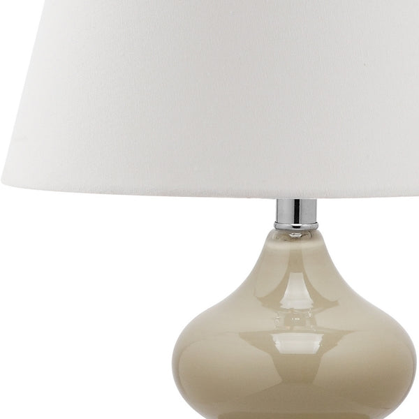 Eva Glass Double Gourd Table Lamp in Taupe with Off White Cotton Shade (Set of 2)