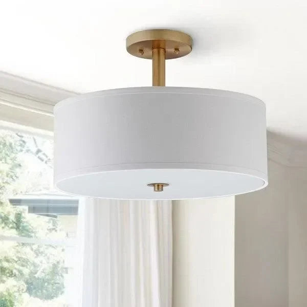 Clara Cotton Drum Light in White - The Mayfair Hall